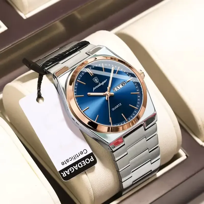 Poedagar 930 Quartz Blue Dial Couple Watch Set
